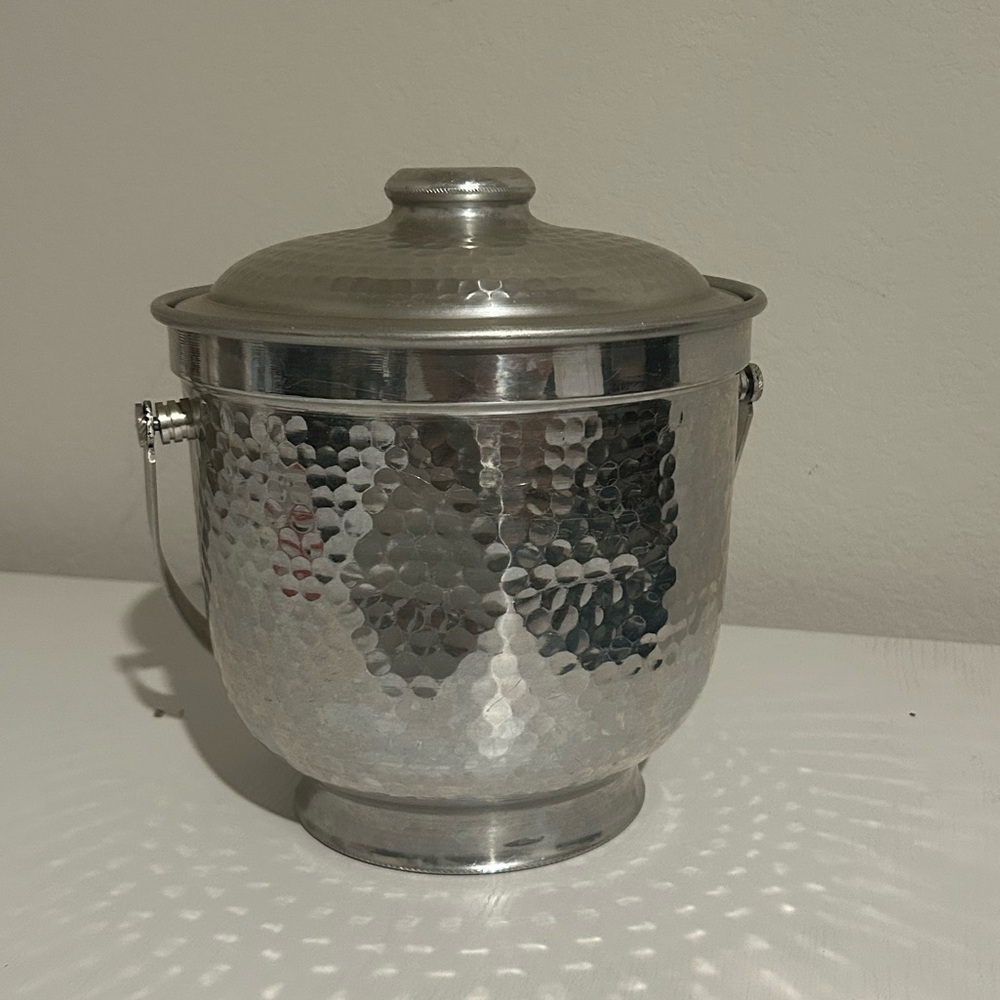 Vintage Mid-Century Hammered Aluminum Ice Bucket